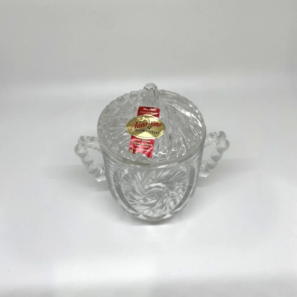 New Anna Hutte Bleikristall 24%‎ Lead Crystal Sugar / Candy Dish w/Lid